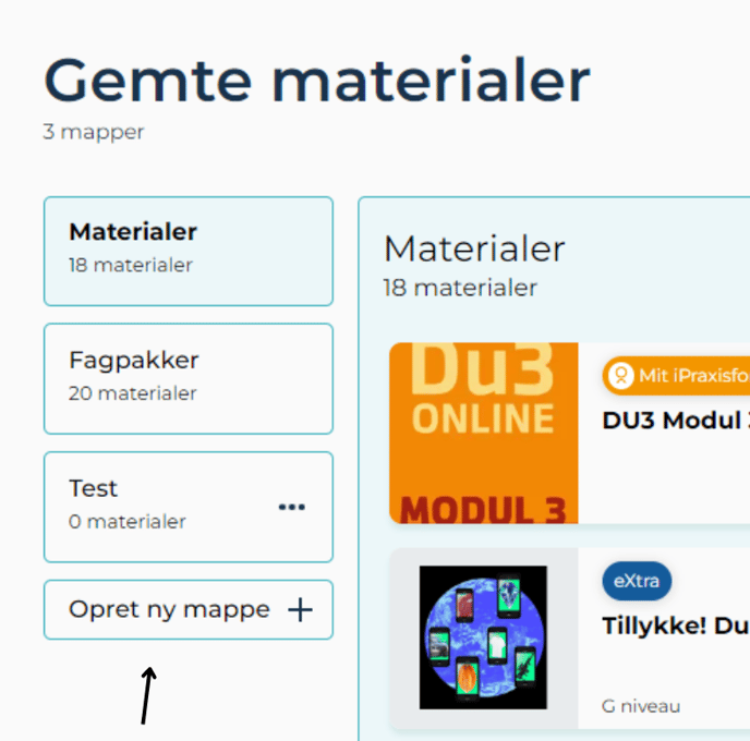 opret ny mappe med pil