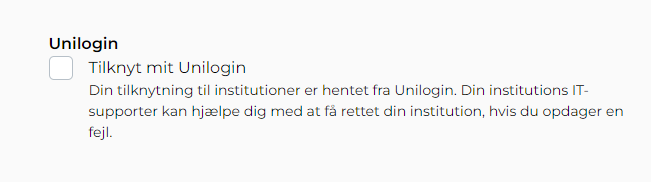 Tilknyt unilogin